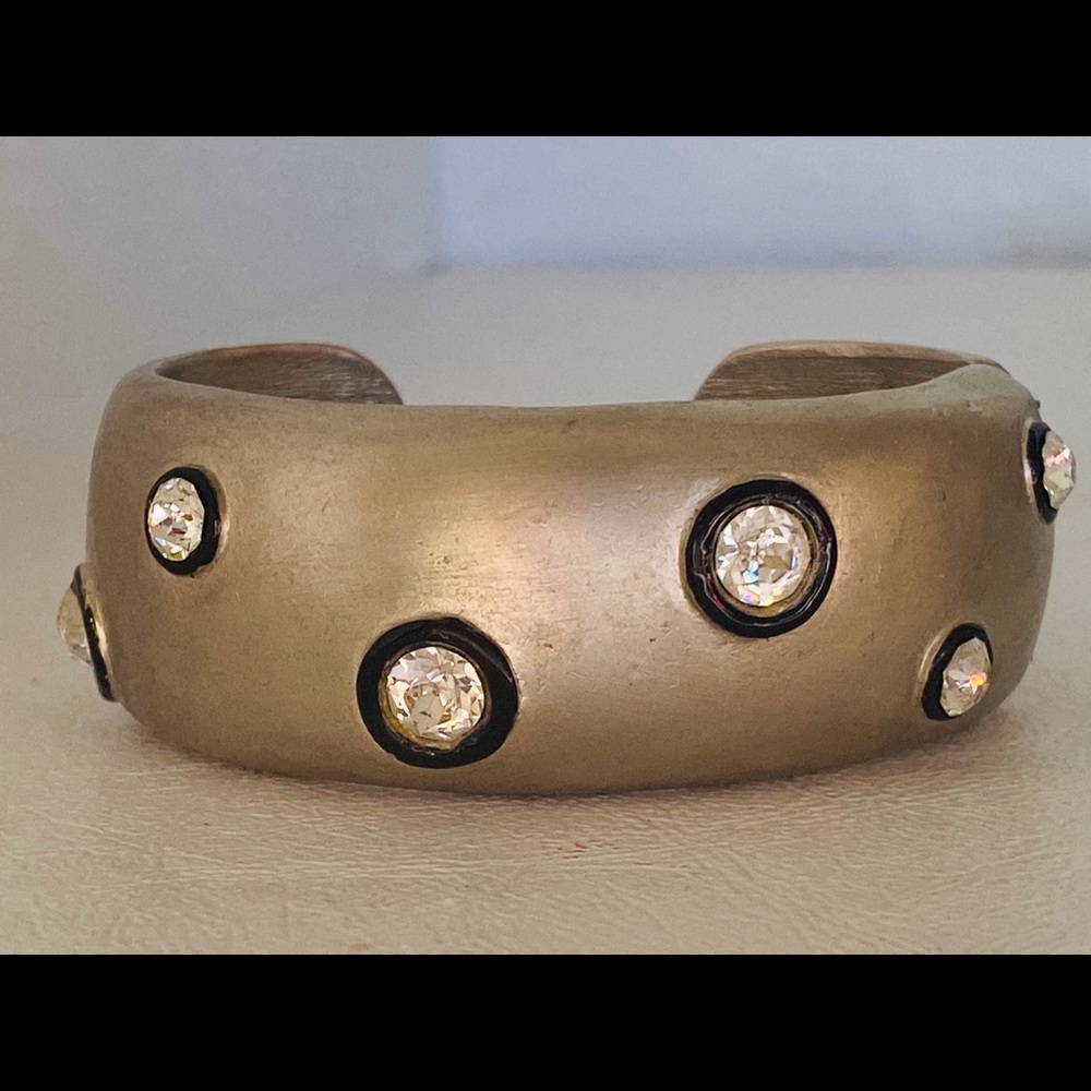 Vintage Kenneth Jay Lane Hinged Rhinestone Bracel… - image 1